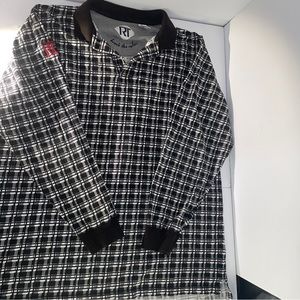 Rough Threads Shirt Mens Extra Large Black White Golf Polo Y2K Abstract Adult XL